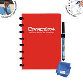 Correctbook - A5 - Gelijnd - Rood - Uitwisbaar / herbruikbaar / whiteboard notitieboek