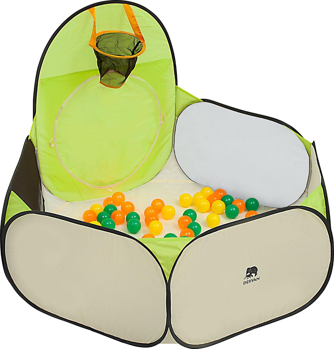 NUBUNI 3-piece children's play tunnel playground pop-up playhouse children's tent with crawling tunnel and 2 basketball basket C