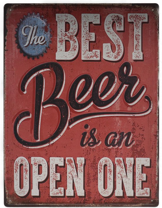 Wandbord – The best beer is an open one – - Vintage - - Wanddecoratie –... | bol.com