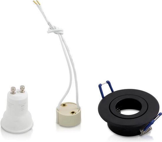 LED Midi inbouwspot Rasmus -Rond Zwart -Extra Warm Wit -Dimbaar -3.6W -Integral LED