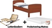 Complete set ledikant Senioren / seniorenbed 90x200cm kersen - Pocketvering Matras