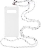 Shop4 - Samsung Galaxy S10 Plus Hoesje - Zachte Back Case met Koord Multi Wit