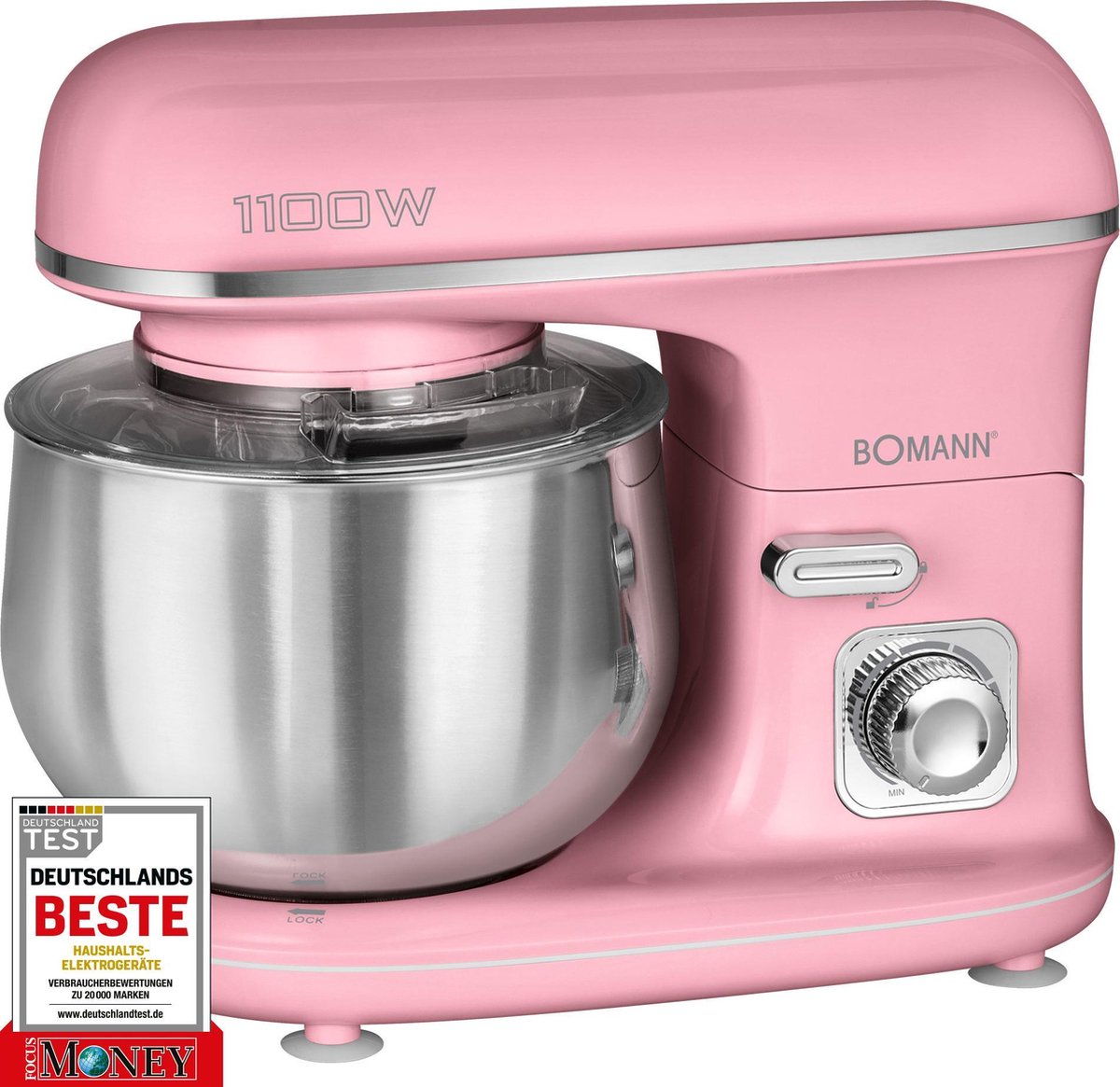 Bomann KM 6030 - Kneedmachine - Keukenmachine - 1100 watt - 5 liter - Roze