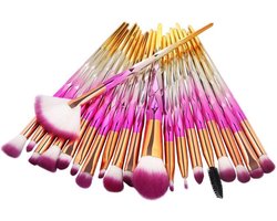 20Stuks Diamond Make-Up Kwasten Set Roze Poeder Foundation Blush Mengen Oogschaduw Lip Cosmetische Beauty - Make Up Borstel - Penseel - oogschaduw - highlighter - brushes - makeup - kwastenset - Maskerkwast