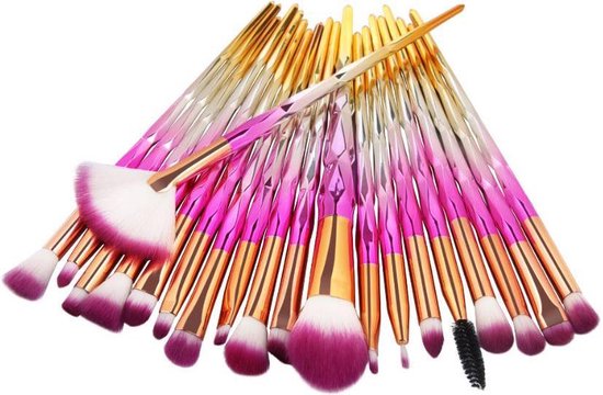 20Stuks Diamond Make-Up Kwasten Set Roze Poeder Foundation Blush Mengen Oogschaduw Lip Cosmetische Beauty - Make Up Borstel - Penseel - oogschaduw - highlighter - brushes - makeup - kwastenset - Maskerkwast