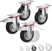 relaxdays roues pivotantes 4 pièces - roues de transport - roues de meubles - roues fixes - 2 avec frein 125 mm