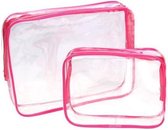 Roze 3-delige Toillettasje - Transparante Case Tas -