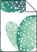 Proefstaal ESTAhome behang aquarel geschilderde cactussen smaragdgroen - 138903 - 26,5 x 21 cm