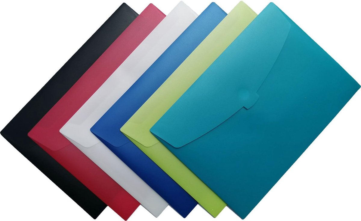 6x EXXO # 93400 – A4 Dokumentenmap - Action Wallet – Strapless map – Assorti kleuren
