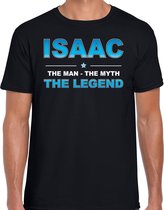 Naam cadeau Isaac - The man, The myth the legend t-shirt  zwart voor heren - Cadeau shirt voor o.a verjaardag/ vaderdag/ pensioen/ geslaagd/ bedankt 2XL