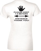 Dames T-shirt KEEP 1.5 METERS DISTANCE- ZWART- Maat L