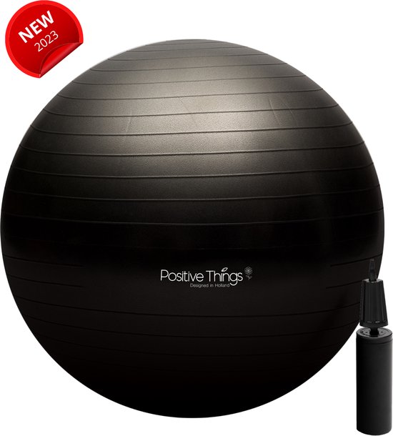 Fitness bal - Yoga bal - Gym bal - Pilates Bal - 65 cm - incl Pomp - Zwart