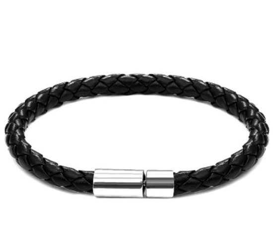 Marchandises TVR | Bracelet en cuir tressé Classique | Fermeture à broche | 19 cm