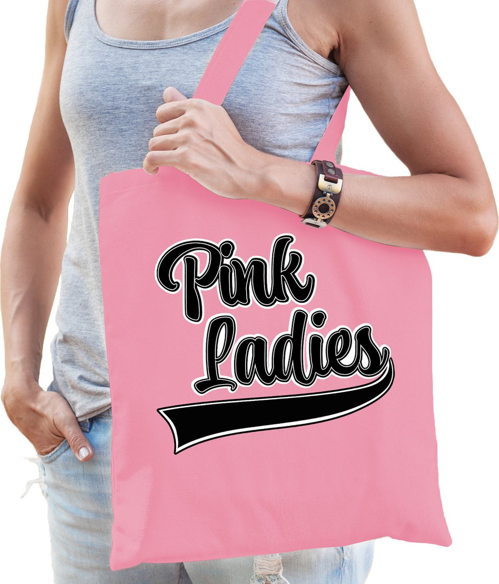 Bellatio Decorations Shopper/tas Grease Pink Ladies - 42 x 38 cm - roze