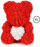 XL Roos Beer met Giftbox 40 cm - Rozen Beer Rood - Valentijn - Verjaardag - Moederdag - Cadeau voor haar - Vriendin - Liefde