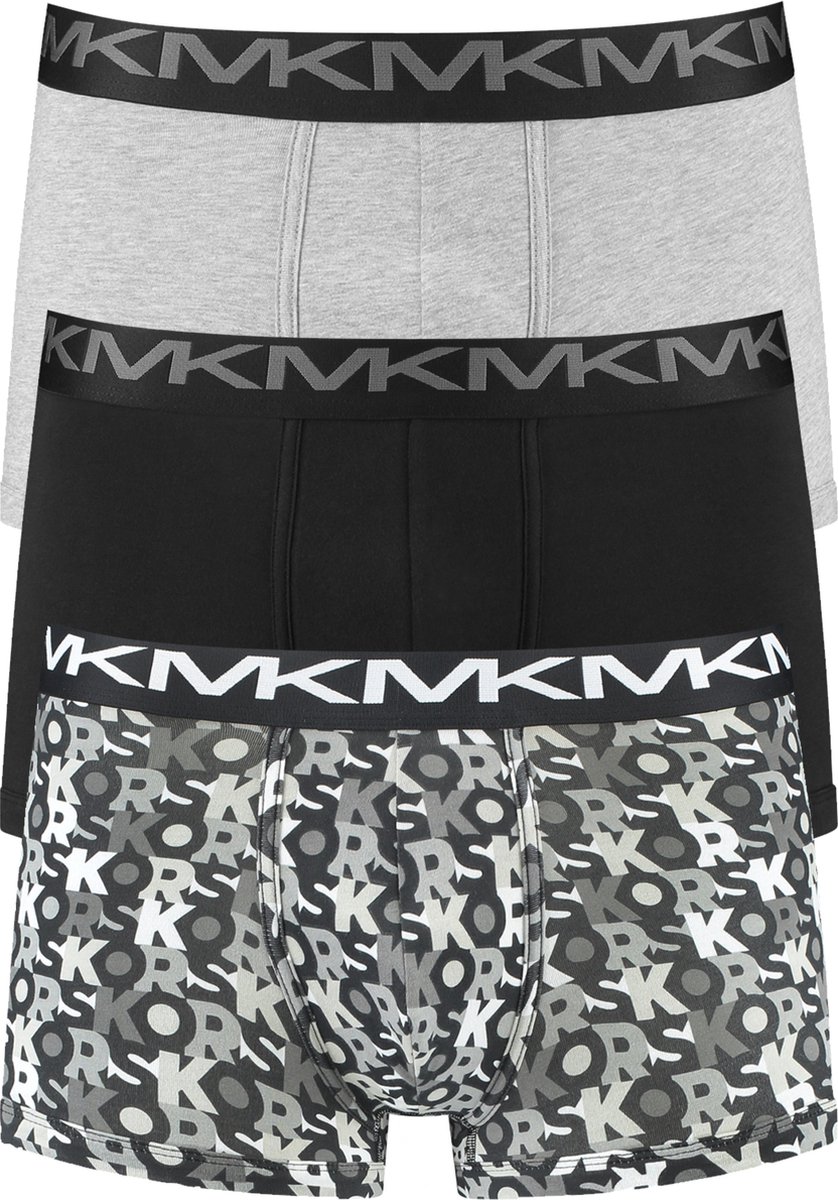 Michael Kors lage heren boxers kort (3-pack) - zwart - print - grijs - Maat: XL
