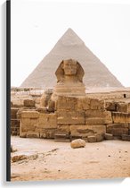 WallClassics - Canvas - Piramide van Chefren - Egypte - 60x90 cm Foto op Canvas Schilderij (Wanddecoratie op Canvas)