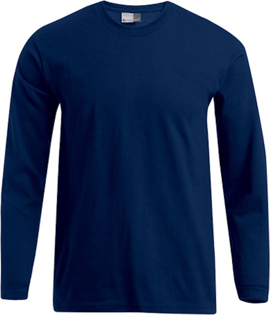 Donker Blauw t-shirt lange mouwen merk Promodoro maat 5XL