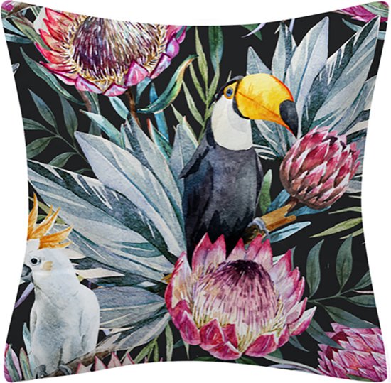 Kussens | kussenhoes birds and flowers | 45x45 cm.