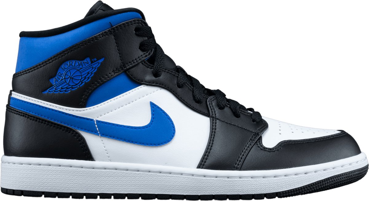 Air Jordan 1 Mid White Black Racer Blue - 554724-140 - Maat 42 -  Wit;Zwart;Blauw -... | bol.com