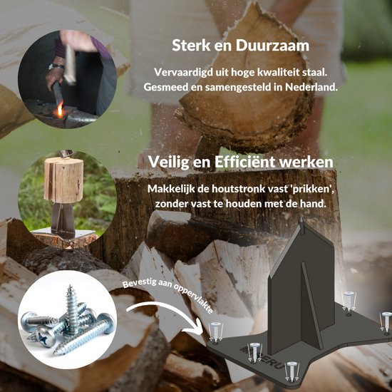Miseru Houtklover – Geen Bijl Nodig – Houtsplijter – Houtkliever – HANDMADE in Holland - Houtklover voor aanmaakhout – Metaal — afbeelding 4