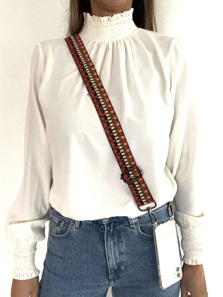 AFlavours - Bag Strap - Bagstrap -Tassenriem - Telefoonkoord- Schouderband oranje print- Crossover- Verstelbaar - Kerst cadeautje