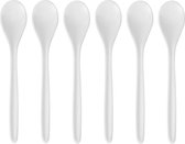 12x Eierlepeltjes wit kunststof 13 cm - Keukengerei - Keukenbenodigdheden - Bestek - Lepels/lepeltjes voor koffie/thee/dessert/eieren