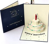 METIWA - 3D wenskaart Happy Birthday Verjaardagstaart - Verjaardagskaart - Pop-up Kaart - Kaart Verjaardag - Kaart Taart