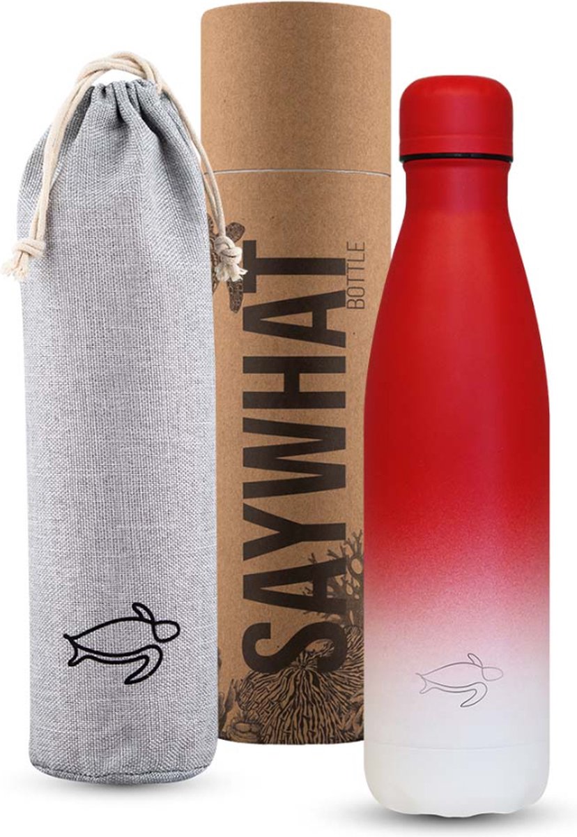 SayWhat Bottle Red & White - 500ml - Drinkfles - Waterfles - Thermosfles - Thermoskan