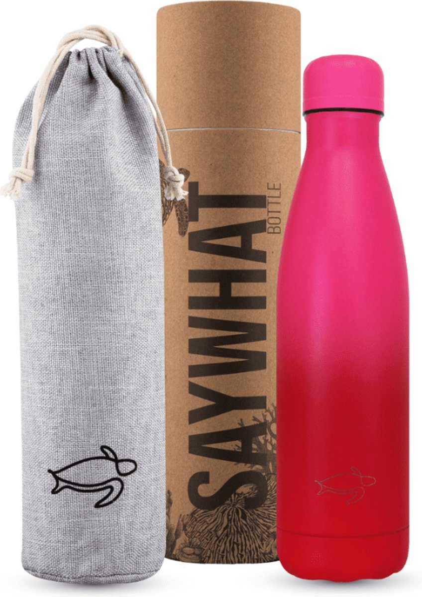 SayWhat Bottle Red & Pink - 500ml - Drinkfles - Waterfles - Thermosfles - Thermoskan