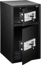 Coffre-fort électronique Vevor® 2-en-1 - Coffre-fort sécurisé - Coffre-fort spacieux avec clé - Double porte - L36,8 x W36,8 x H77,5 - Zwart/ Acier