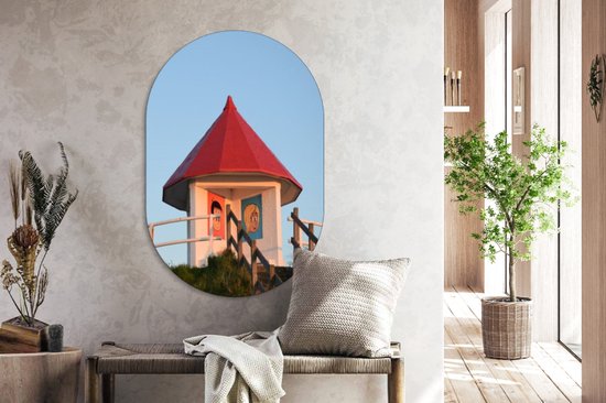 Wenduine - Ovale Mural - Ovale Mural - Décoration murale Dibond - Tableau Ovale - Souvenirs de la mer - Spioenkop - 40 x 60 cm - Forme miroir ovale sur plastique