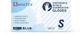 Omnitex Premium 200St. Blauwe Nitrilhandschoenen | Maat S | Poedervrij | Latexvrij | Voedselveilig | EN455 EN374 EN420 | CE & UKCA Cat3-klasse