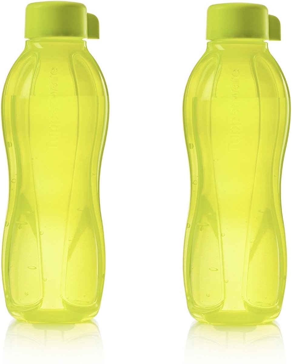 2 x Tupperware Ecofles 750ML - Drinkwaterfles - Outdoor - Fitness fles - Lichtgroen kleur - Duurzaam en milieuvriendelijk.