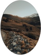 Dibond Ovaal - Berglandschap met Sneeuw - 72x96 cm Foto op Ovaal (Met Ophangsysteem)