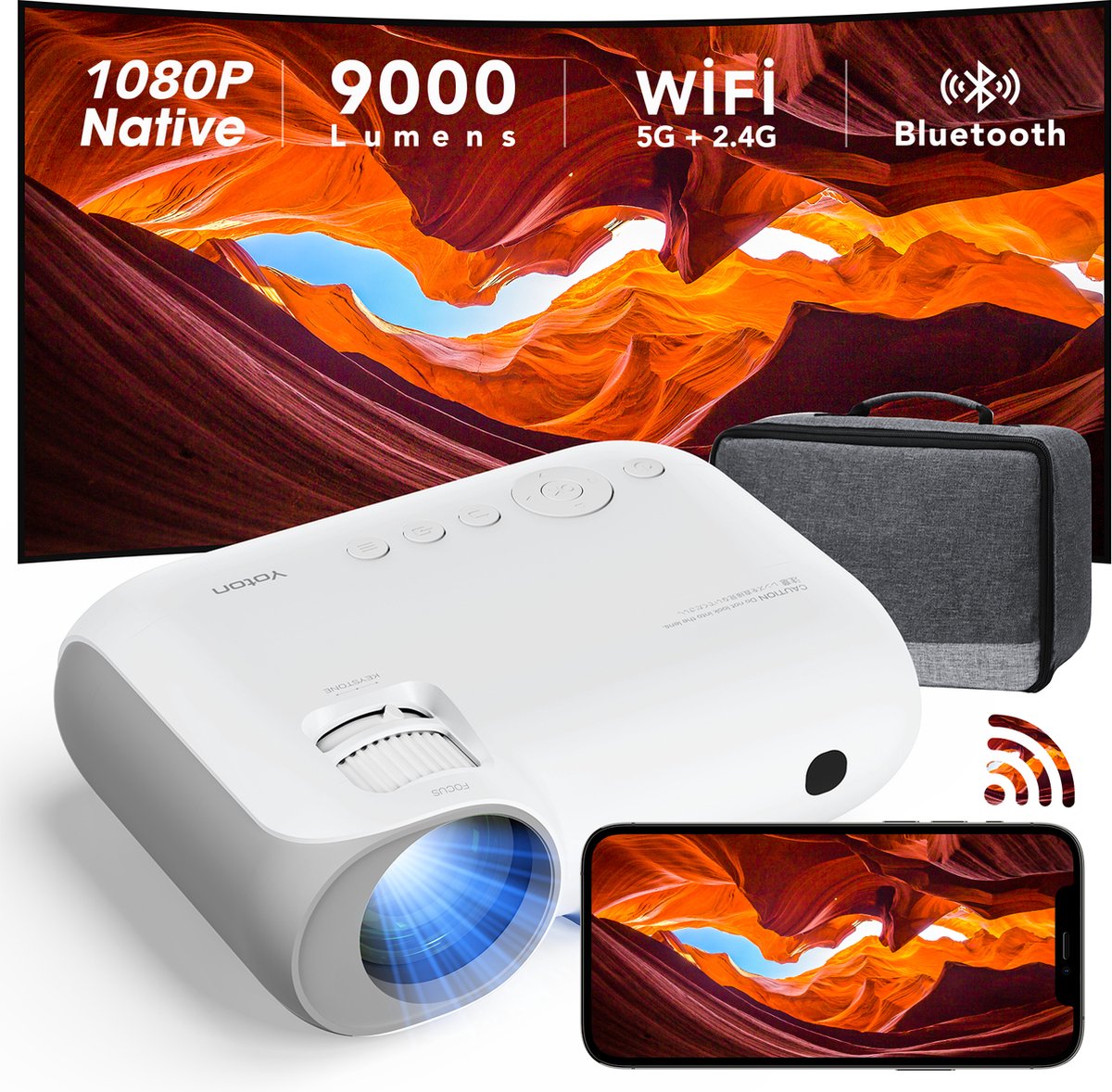 Vidéoprojecteur, mini projecteur portable, rétroprojecteur Full HD 6000  lumens avec 1080p