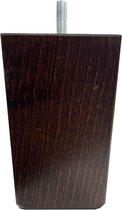 Vierkanten bruine houten meubelpoot 11,5 cm (M8)