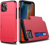Hoesje geschikt voor iPhone SE 2020 - Backcover - Hardcase - Pasjeshouder - Portemonnee - Shockproof - TPU - Rood