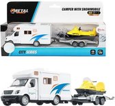 METAL Camper pull back + remorque + motoneige - Ensemble complet - Ensemble de véhicule speelgoed de vacances