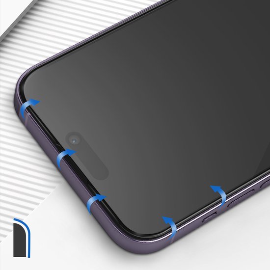 Verre Trempé iPhone 14 Pro Max 9H Biseauté Full Adhesion Noir