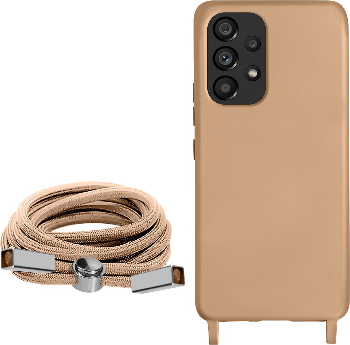 Geschikt voor Samsung Galaxy A53 5G Koord Hoesje Semi-rigide Nekkoord 80cm roze