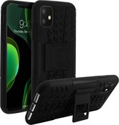 Geschikt voor Apple iPhone11 Shockproof Case met Metalen riemclip zwart