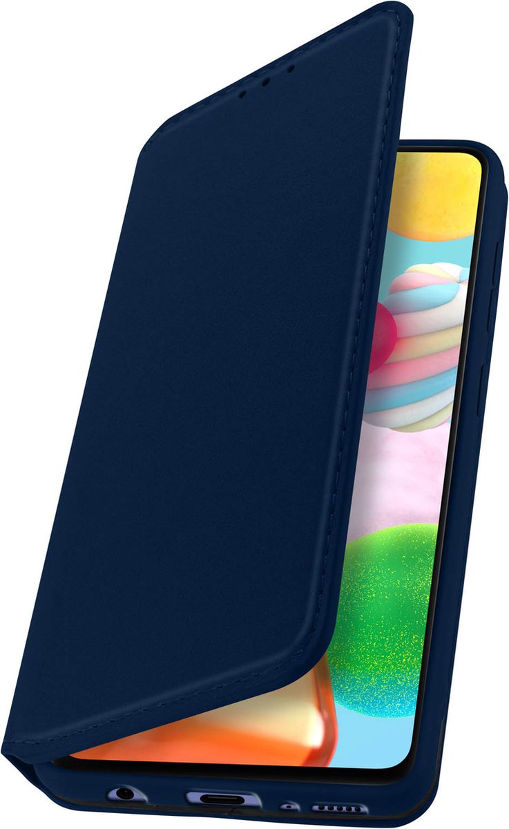Hoes Geschikt voor Samsung Galaxy A41 klep portefeuille, video standaard donker blauw