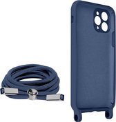 Geschikt voor Apple iPhone 11 Pro Koord Hoesje Semi-rigide Nekkoord 80cm blauw
