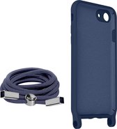 Convient pour Apple iPhone 7/8/SE 2020-2022 Cord Case Semi-Rigid Neck Cord 80cm Bleu