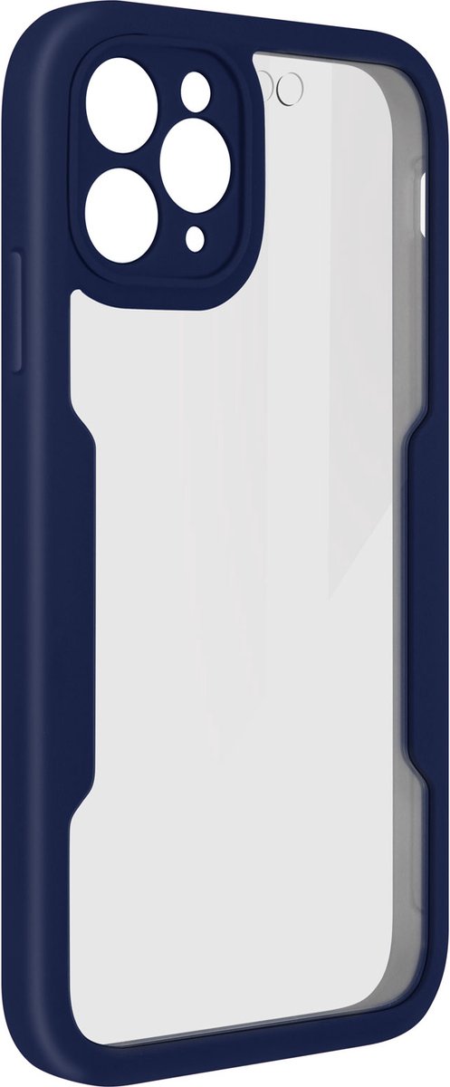 Geschikt voor iPhone 12 Pro integrale hoes Achterkant plexiglas omtrek blauw