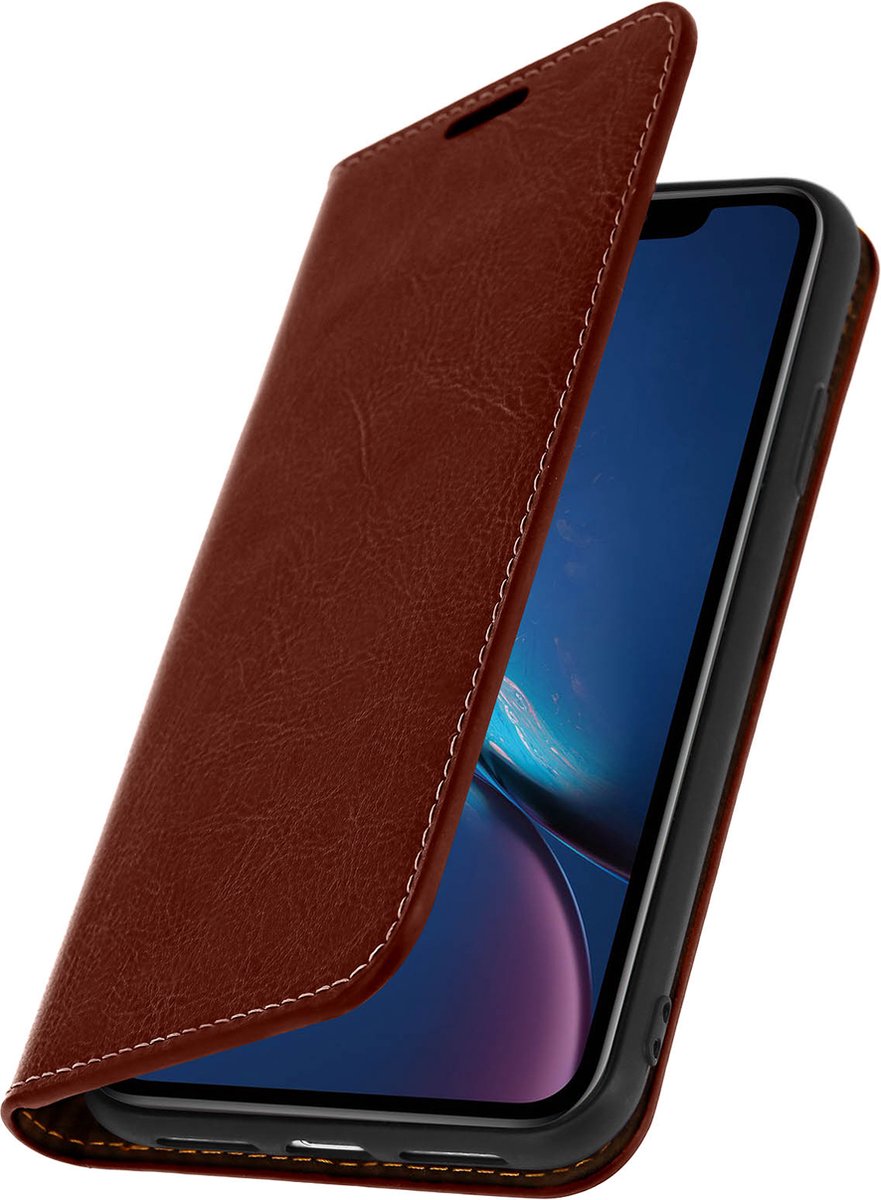 Avizar Étui pour Geschikt voor Apple iPhone XR Housse Cuir Portefeuille Fonction Support, Bruin