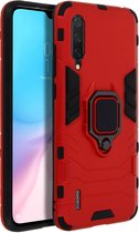 Geschikt voor Xiaomi Mi 9 Lite Hybride Sshokbestendige hoes met ringsteun rood