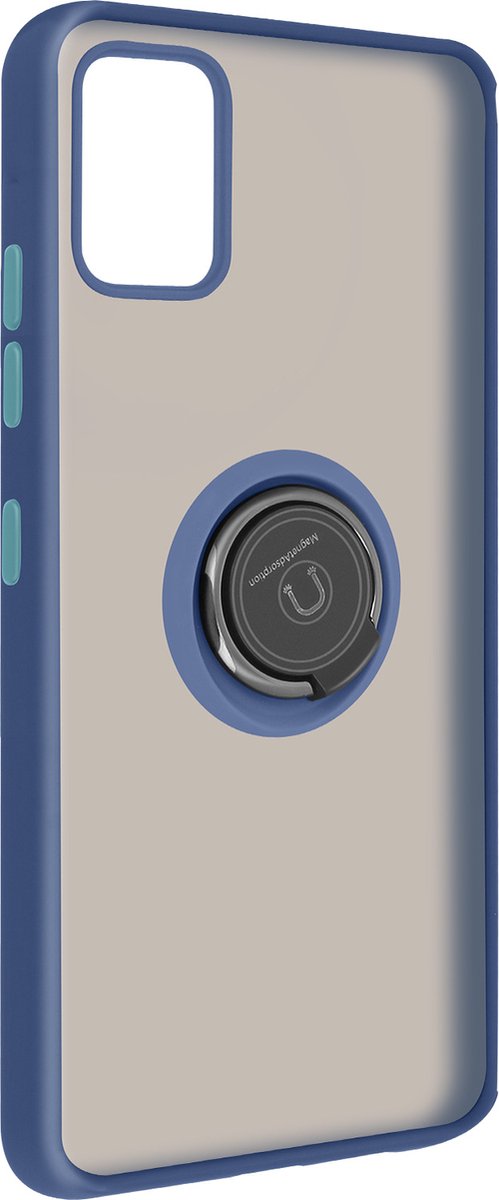 Geschikt voor Samsung Galaxy A51 Bi-materiaal Case Ring Video-Ondersteuning blauw