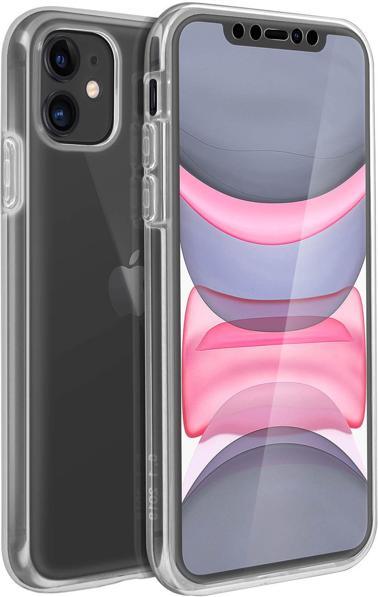 Avizar Hoesje Geschikt voor iPhone 11 Volledige Bescherming Voor en Achter, Transparant